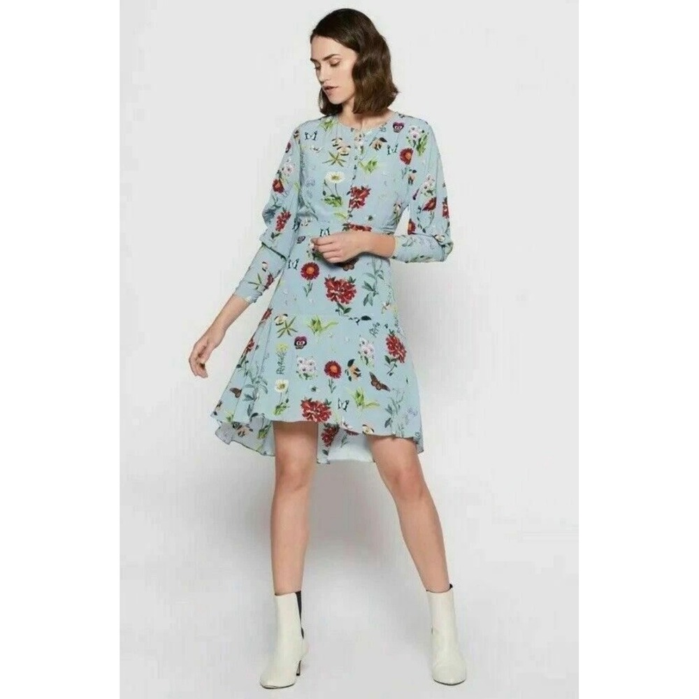 JOIE Tamarice Floral Dress‎ Size 12 NWT Blue Viscose Boho MSRP $378